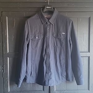 Eddie Bauer Navy Fleece lined Button Up Shirt Jacket XL